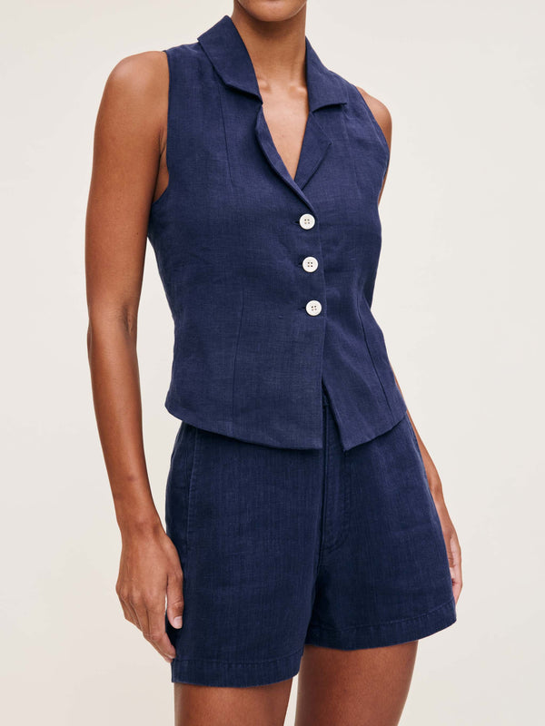 Dl1961 Taylor Short Ultra High Rise 3" Bright Navy Linen