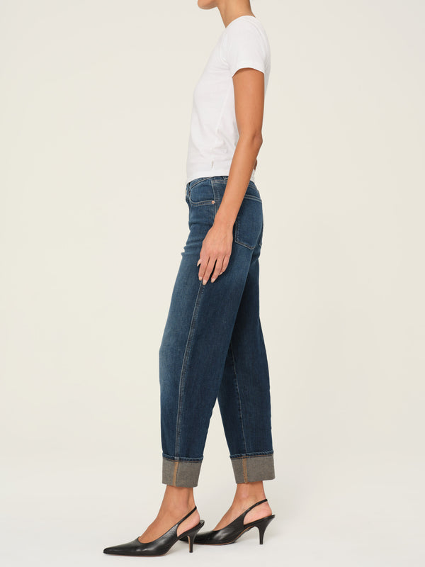 Dl1961 Thea Boyfriend Relaxed Tapered Jeans Bluffview Cuffed
