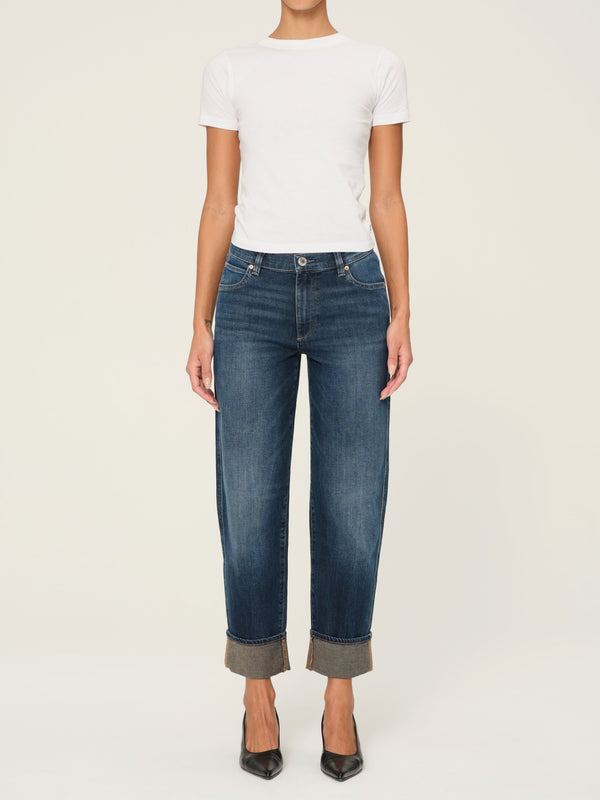 dl1961 Thea Boyfriend Relaxed Tapered Jeans Bluffview Cuffed