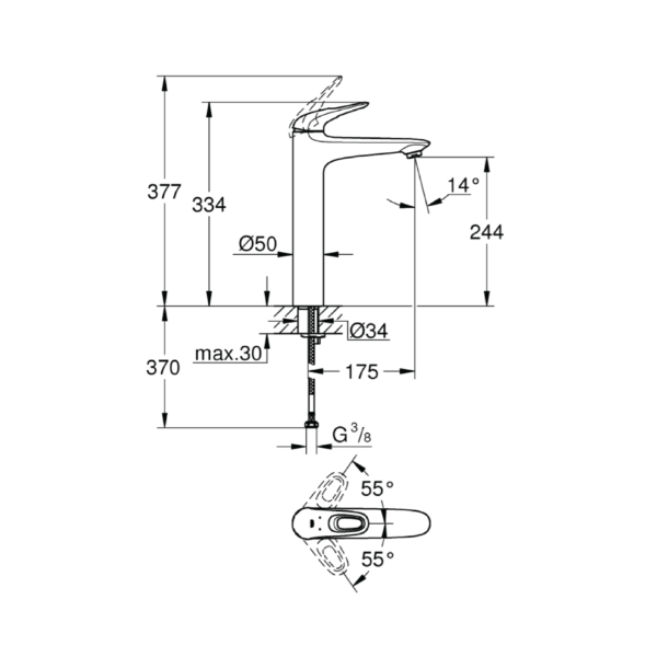 Dmora 23570003 Grohe Eurostyle Single-lever Basin Mixer 1/2″ XL-Size