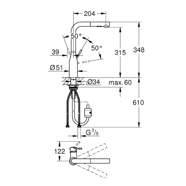 Dmora 30270000 Grohe Essence Single-lever Sink Mixer 1/2″