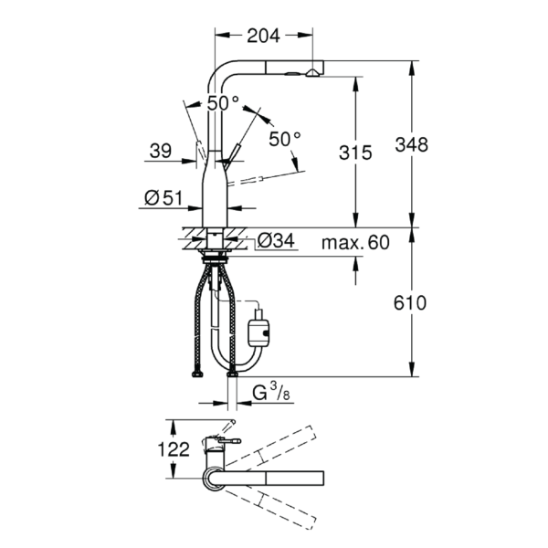 Dmora 30270DC0 Grohe Essence Single-lever Sink Mixer 1/2″