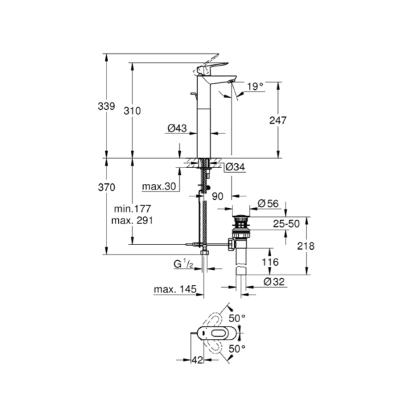 Dmora 32856000 Grohe BauLoop Single-lever Basin Mixer 1/2″