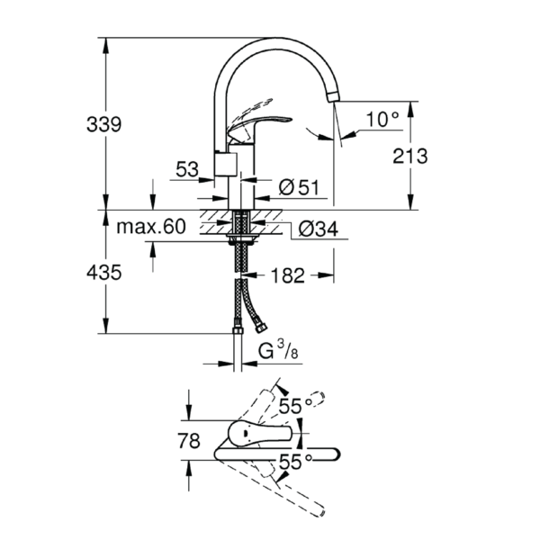 Dmora 33202002 Grohe Eurosmart Single-lever Sink Mixer 1/2″