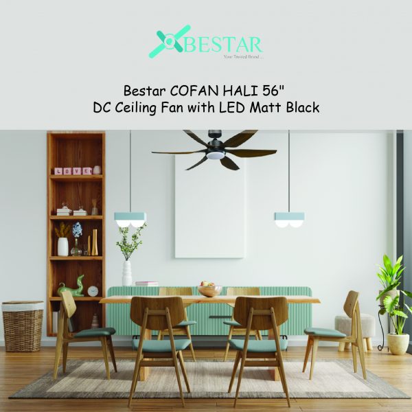Dmora Bestar COFAN HALI 56″ DC Ceiling Fan With LED Matt Black