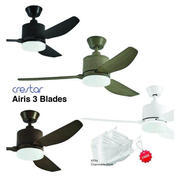 dmora Crestar Airis 42″/48″ Ceiling Fan – 3 Blades (LED Lightkit)