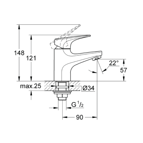 Dmora 32813000 GROHE BauFlow Pillar Tap