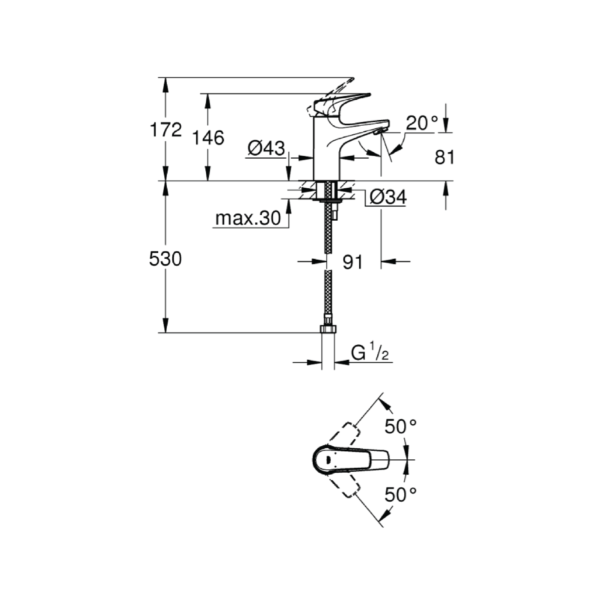 Dmora 32851000 Grohe BauFlow Basin Mixer