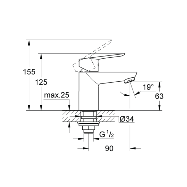 Dmora 32857000 Grohe BauLoop Pillar Tap