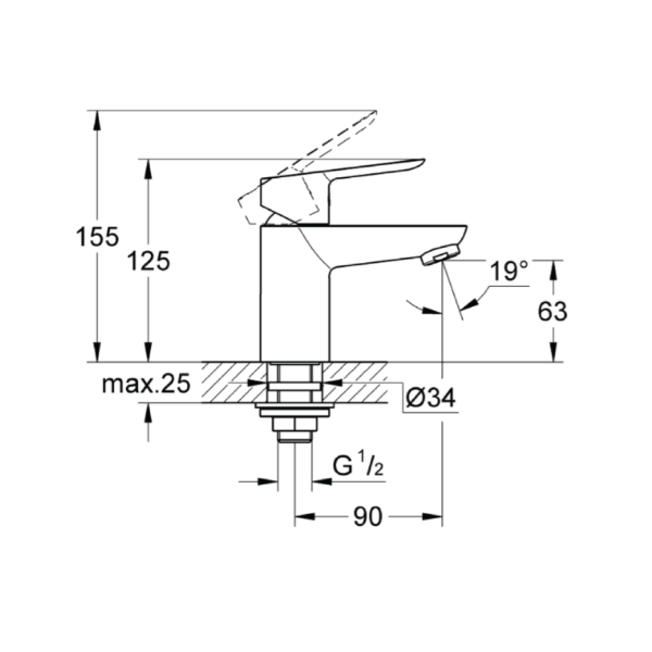 Dmora 32861000 Grohe BauEdge Pillar Tap