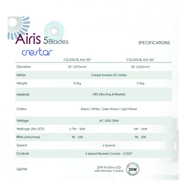 Dmora Crestar Airis 5 Blades Ceiling Fan (50/56inch)