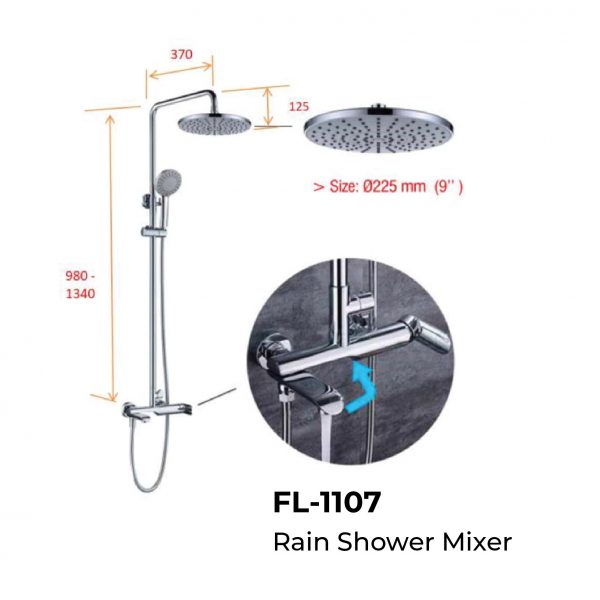 Dmora Flavio FL-1107 Rainshower Mixer Set