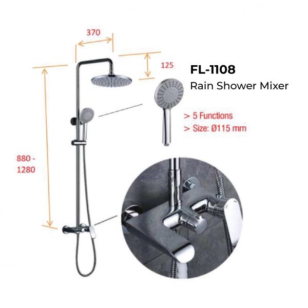 Dmora Flavio FL-1108 Rainshower Mixer Set