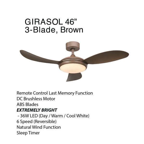 Dmora Girasol Ceiling Fan With LED 3 Blade / 6 Blade 46″
