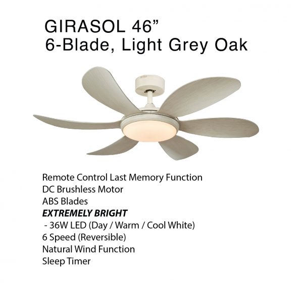 Dmora Girasol Ceiling Fan With LED 3 Blade / 6 Blade 46″