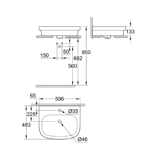 Dmora ( Grohe Basin Bundle ) 39198000 Euromart Countertop Basin + 33265002 Eurosmart Basin Mixer Or 3319020E Eurodisc Basin Mixer