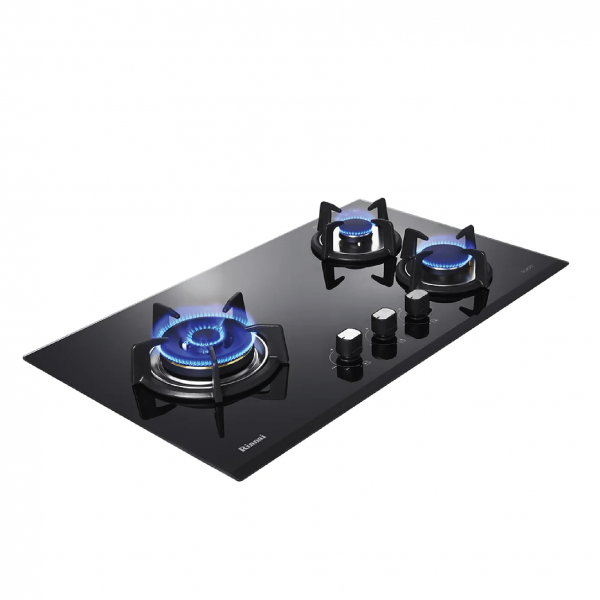 Dmora RB-93TG-3 Burner Built-In Hob Schott Glass (black) Top Plate