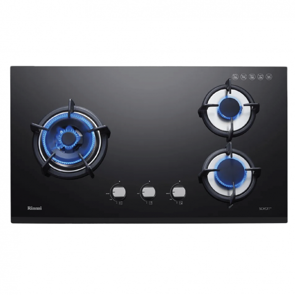 dmora RB-93TG-3 Burner Built-In Hob Schott Glass (black) Top Plate