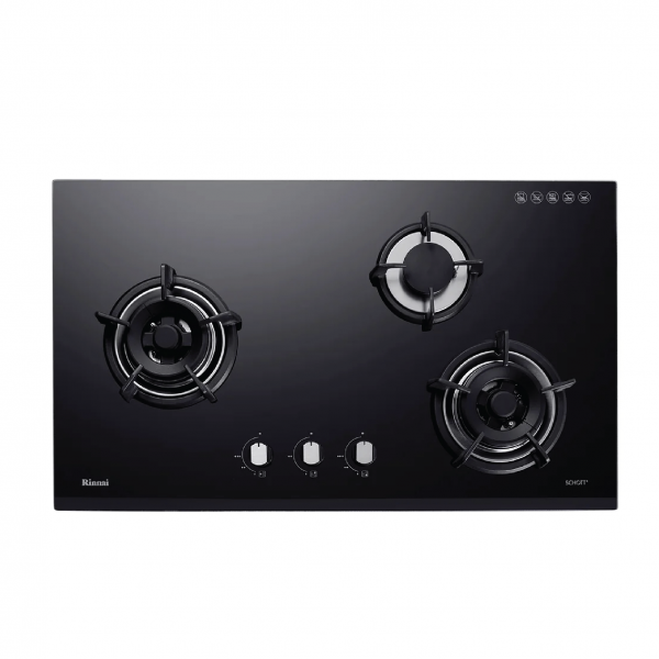 Dmora RB-93UG-3 Burner Built-In Hob Schott Glass (black) Top Plate