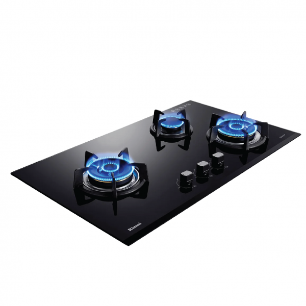 Dmora RB-93UG-3 Burner Built-In Hob Schott Glass (black) Top Plate