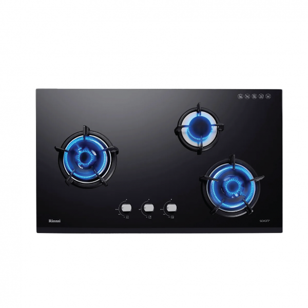 dmora RB-93UG-3 Burner Built-In Hob Schott Glass (black) Top Plate