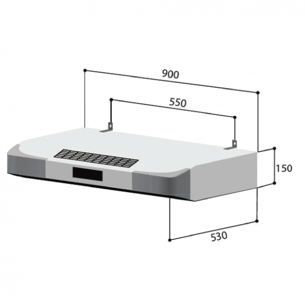 Dmora RH-90ER Slimline Hood Stainless Steel (SUS) And Metallic Silver Finishing (MS)