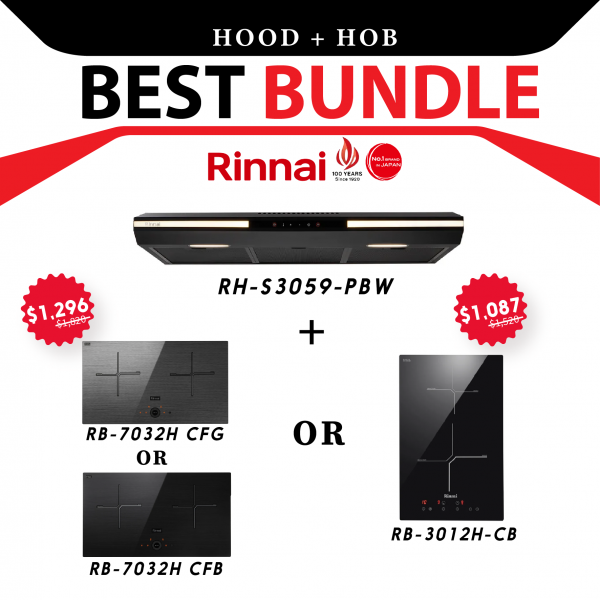 dmora RINNAI BUNDLE BUY: RH-S3059-PBW ( RB-7032H CFG / RB-7032H CFB / RB-3012H-CB)