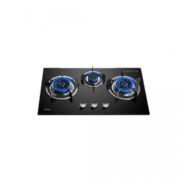 dmora Rinnai RB-783G 3 Burner Built-In Hob Tempered Glass (Black) Top Plate