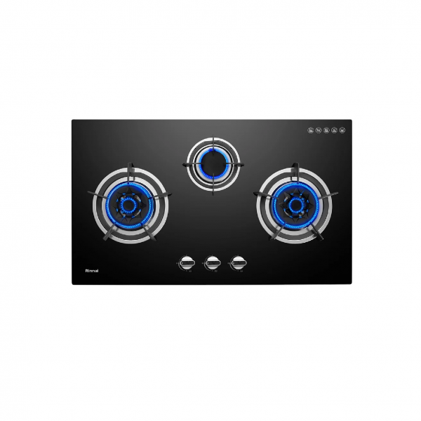 dmora Rinnai RB-983G 3 Burner Built-In Hob Tempered Glass (Black) Top Plate