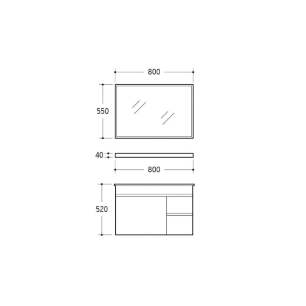 Dmora Stainless Steel Vanity Cabinet With Built-In Basin And Mirror Set – PHT-8186MB-80