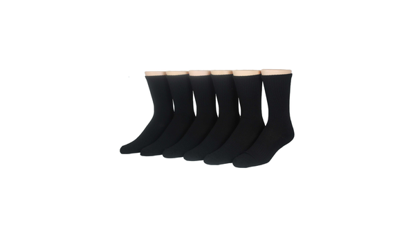 Dockers 1/2 Cushion Athletic Crew Socks 6 Pack Black