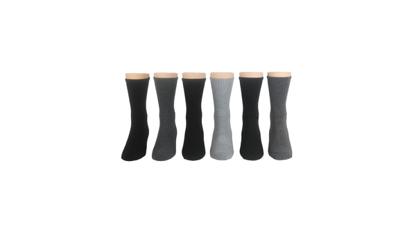 Dockers 1/2 Cushion Athletic Crew Socks 6 Pack Black/Grey