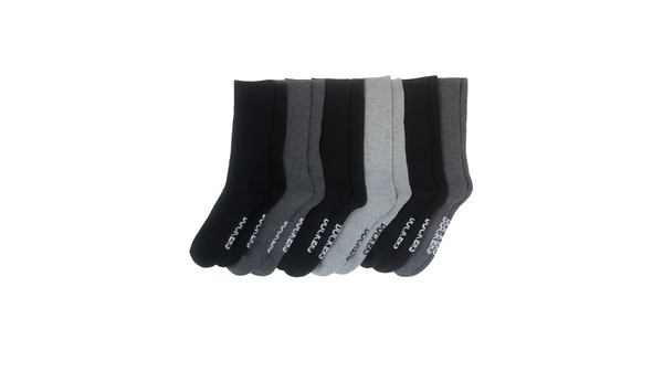 dockers 1/2 Cushion Athletic Crew Socks 6 Pack Black/Grey