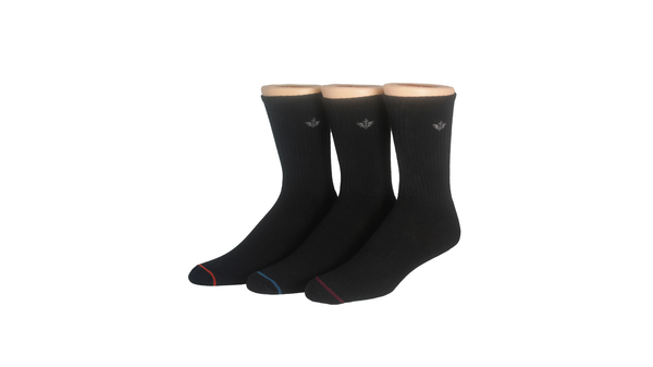 Dockers 1/2 Cushion Crew Sock With Embrodiery 3 Pack Black