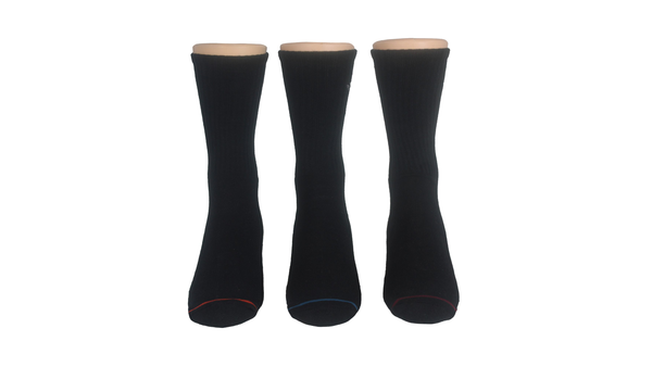 Dockers 1/2 Cushion Crew Sock With Embrodiery 3 Pack Black