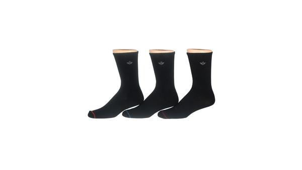 Dockers 1/2 Cushion Crew Sock With Embrodiery 3 Pack Black