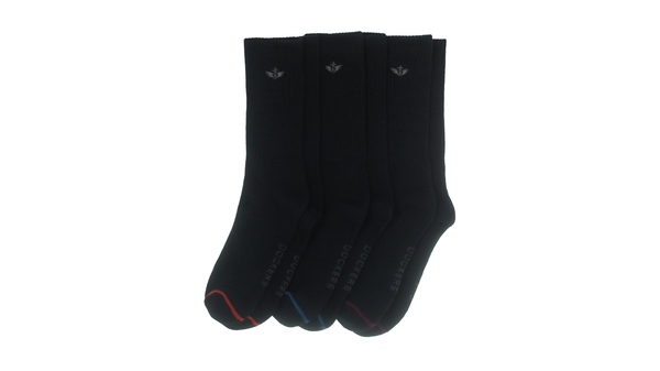 dockers 1/2 Cushion Crew Sock with Embrodiery 3 Pack Black