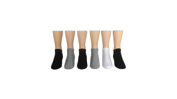 Dockers 1/2 Cushion Low Cut Socks 6 Pack Black / White / Grey