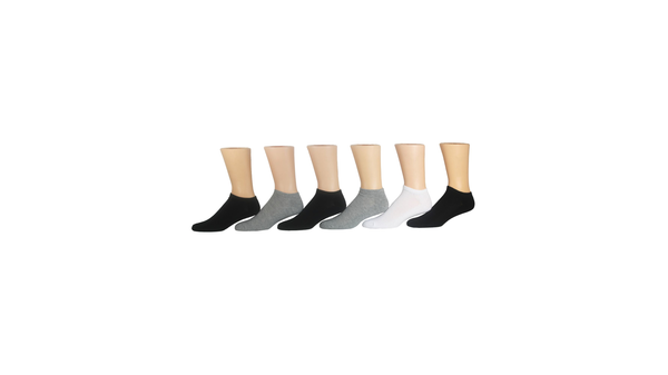 Dockers 1/2 Cushion Low Cut Socks 6 Pack Black / White / Grey