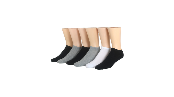 Dockers 1/2 Cushion Low Cut Socks 6 Pack Black / White / Grey
