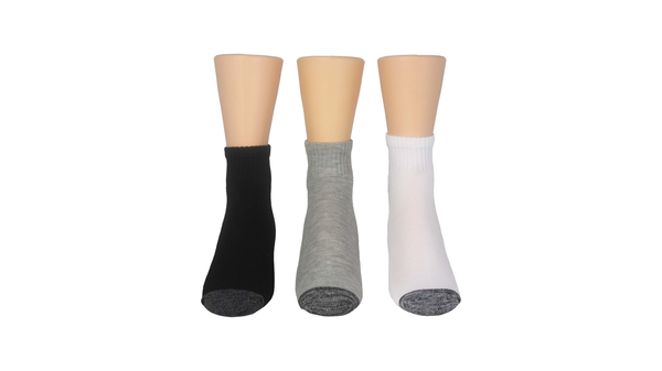 Dockers 1/2 Cushion Quarter Socks 3 Pack Black / White / Grey