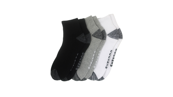 dockers 1/2 Cushion Quarter Socks 3 Pack Black / White / Grey