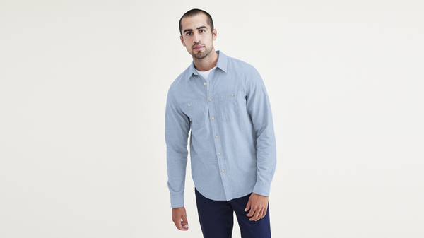 dockers 2 Pocket Workshirt Regular Fit Light Blue Acid Wash