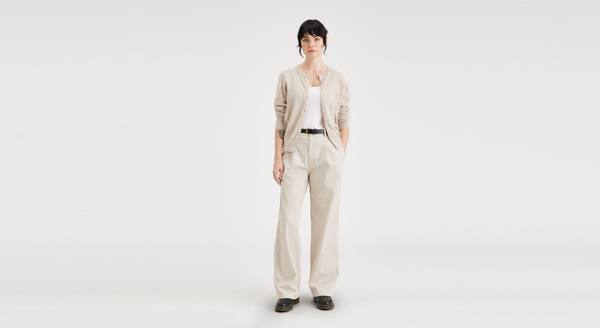 dockers Beale Pleated Chino High Wide Fit Sahara Khaki