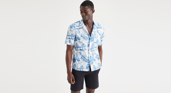 dockers Camp Collar Shirt Regular Fit Outpose Ceramic Blue