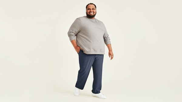dockers Comfort Knit Chinos Straight Fit (Big and Tall) Blue