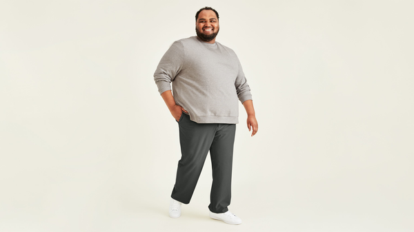 dockers Comfort Knit Chinos Straight Fit (Big and Tall) Grey