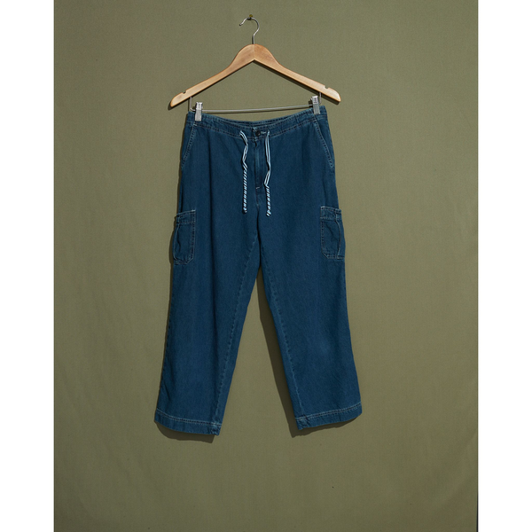 dockers Denim Cargo Pants with Draw String Waist - 28 x 22 Blue