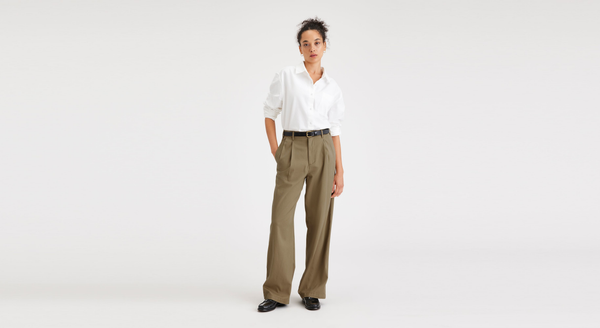 dockers Beale Pleated Chino High Wide Fit Tan
