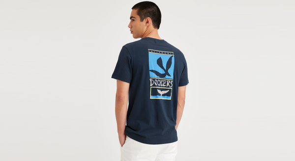Dockers Bird & Whale Graphic Tee Slim Fit Blue